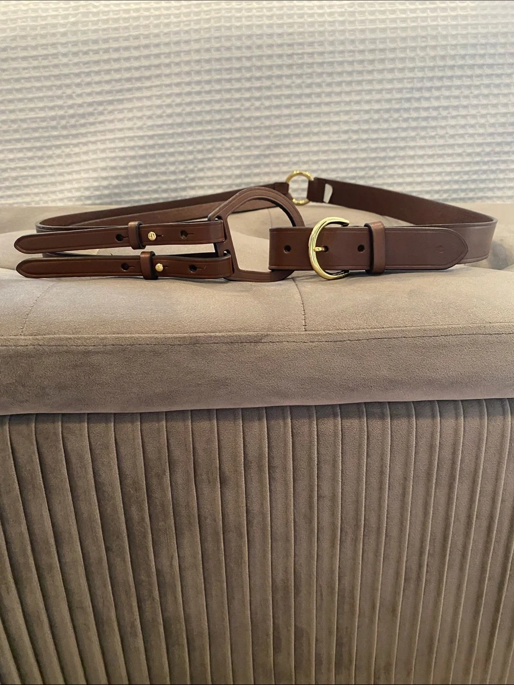 Lauren Ralph Lauren Brown Leather Belt with Gold Buckle